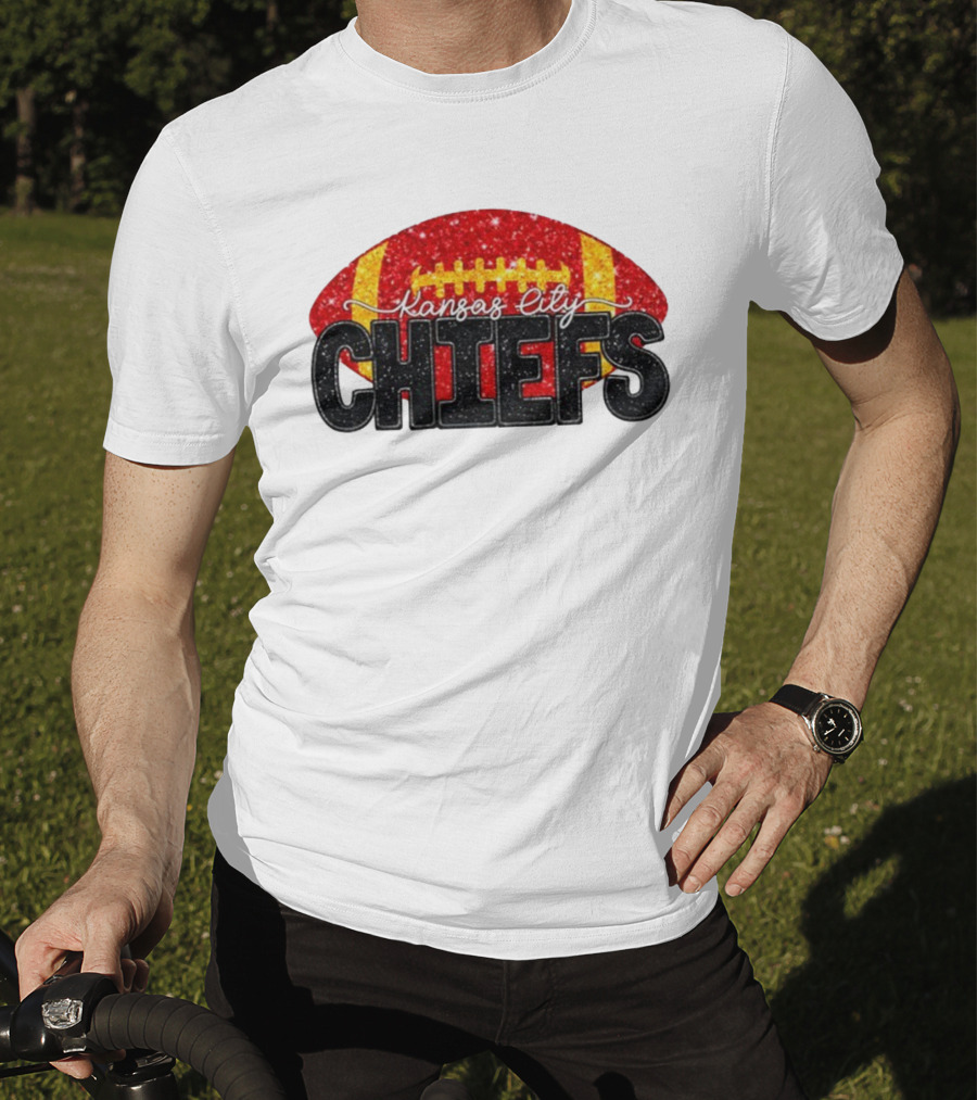 Kansas City Chiefs Faux Glitter NFL Football Game Day Fan Wear T-Shirt