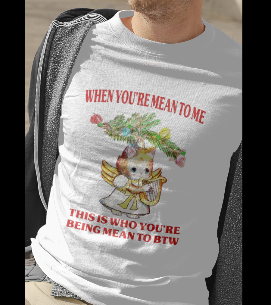 When You're Mean To Me This Is Who You're Being Mean To BTW Cute Cat Angel Harp Vintage T-Shirt
