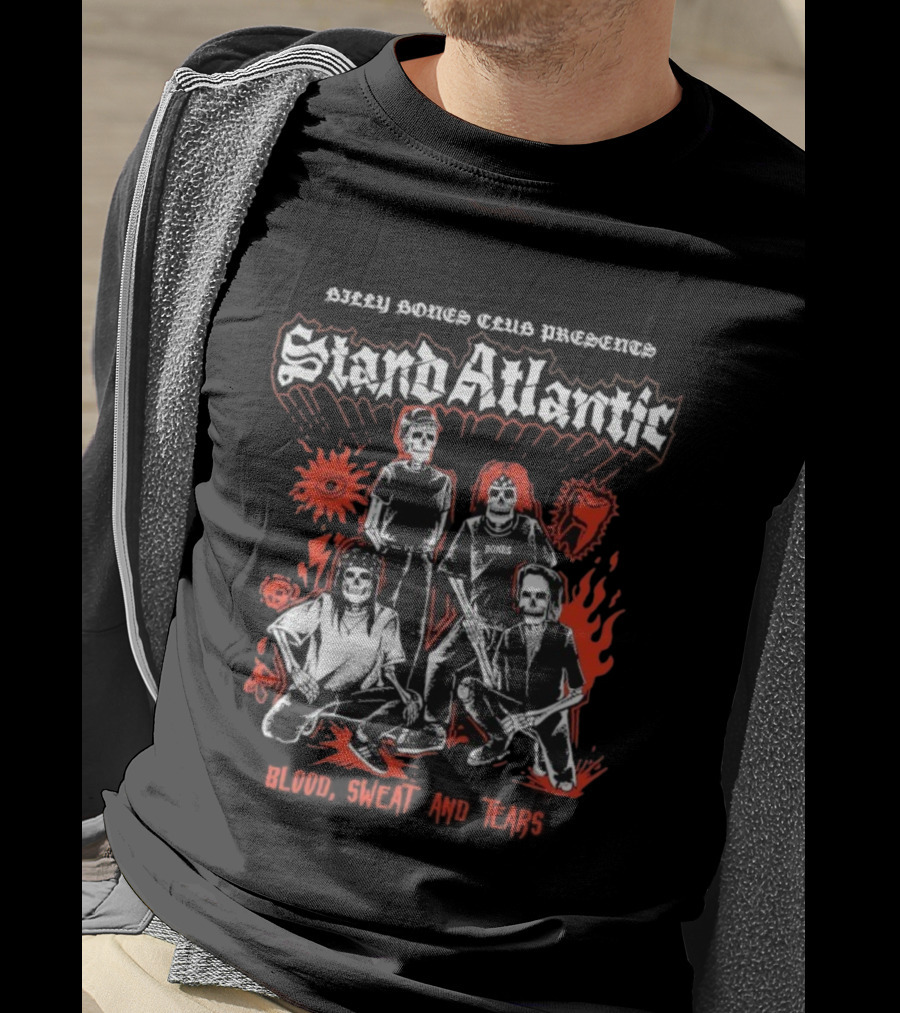 Billy Bones Club Stand Atlantic X Blood Sweat And Tears Bands Skeletons T-Shirt