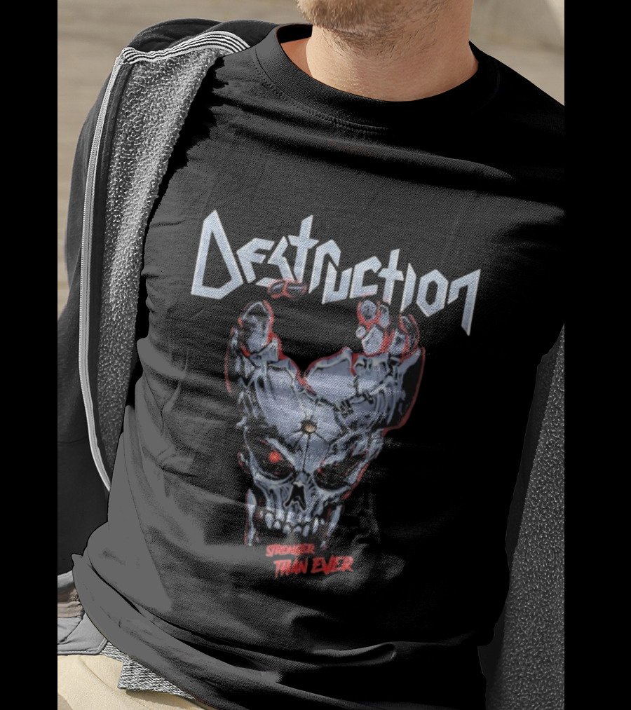 Destruction Stronger Than Ever Skull Metal Band Graphics T-Shirt