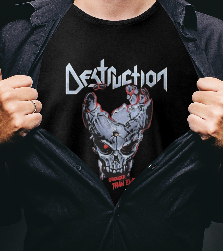 Destruction Stronger Than Ever Skull Metal Band Graphics T-Shirt