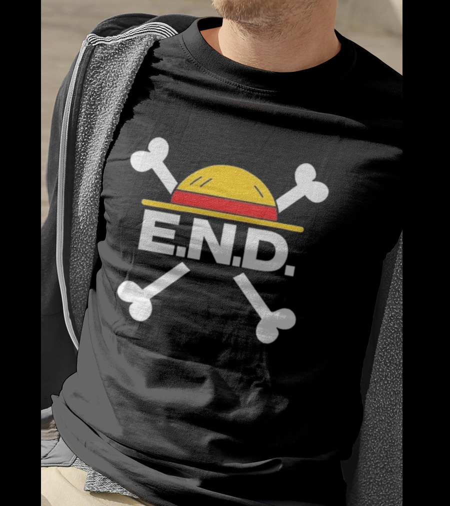 E.N.D. Every Nigga Deserves X One Piece Luffy Straw Hat Crossbones T-Shirt
