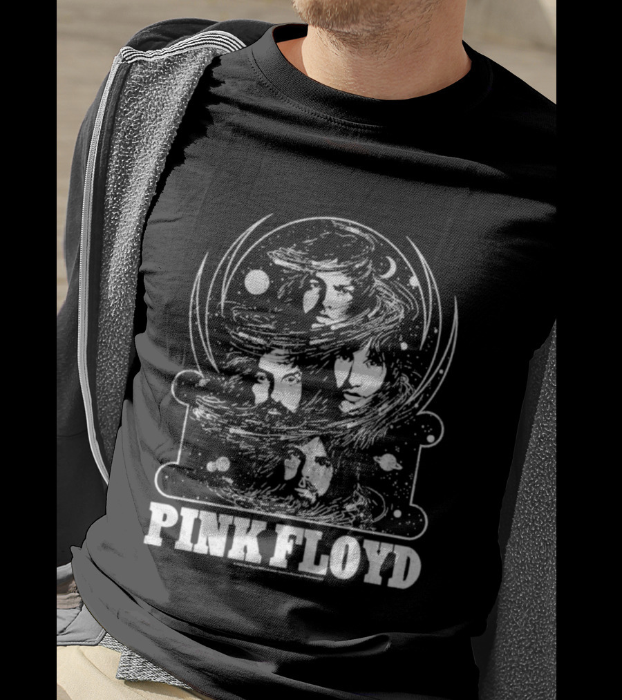 Pink Floyd Cosmic Faces Swirling Planetary Portraits T-Shirt