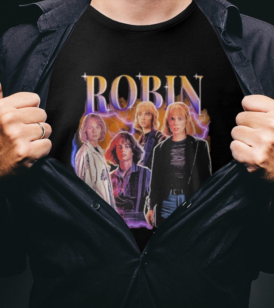 Robin Hearthrob Stranger Things Retro Lightning Style T-Shirt