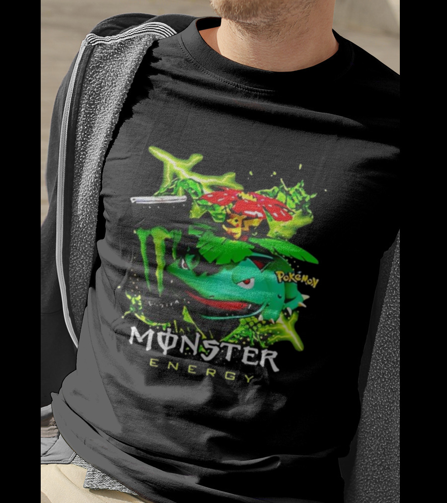 Pokémon Venusaur Vileplume Pikachu And Monster Energy Collaboration T-Shirt