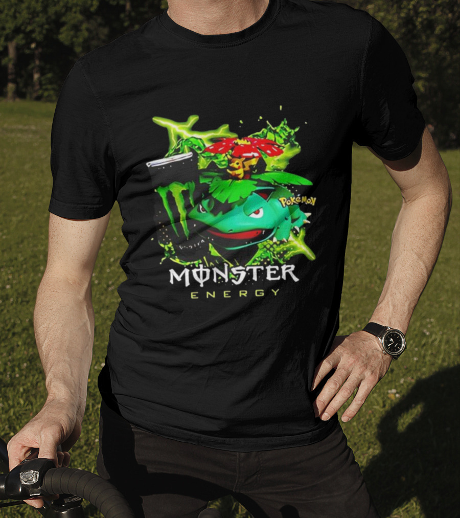 Pokémon Venusaur Vileplume Pikachu And Monster Energy Collaboration T-Shirt
