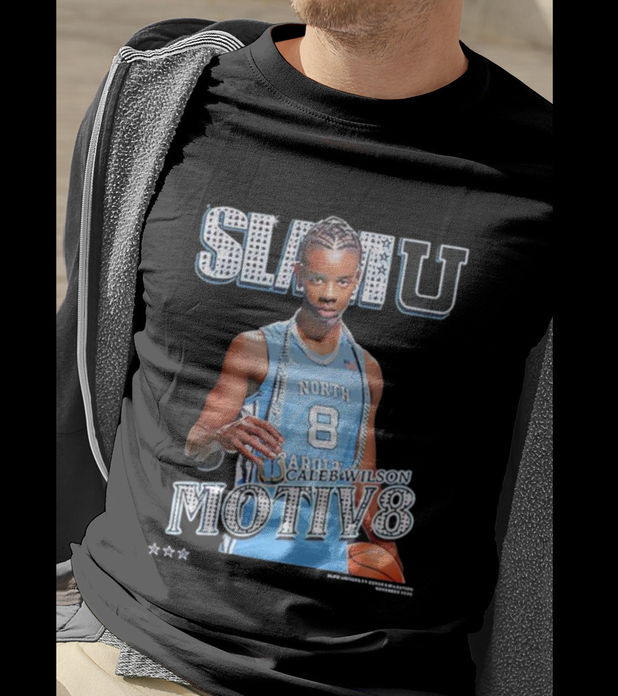 SlamU North Carolina Caleb Wilson Number 8 Motiv8 Basketball T-Shirt