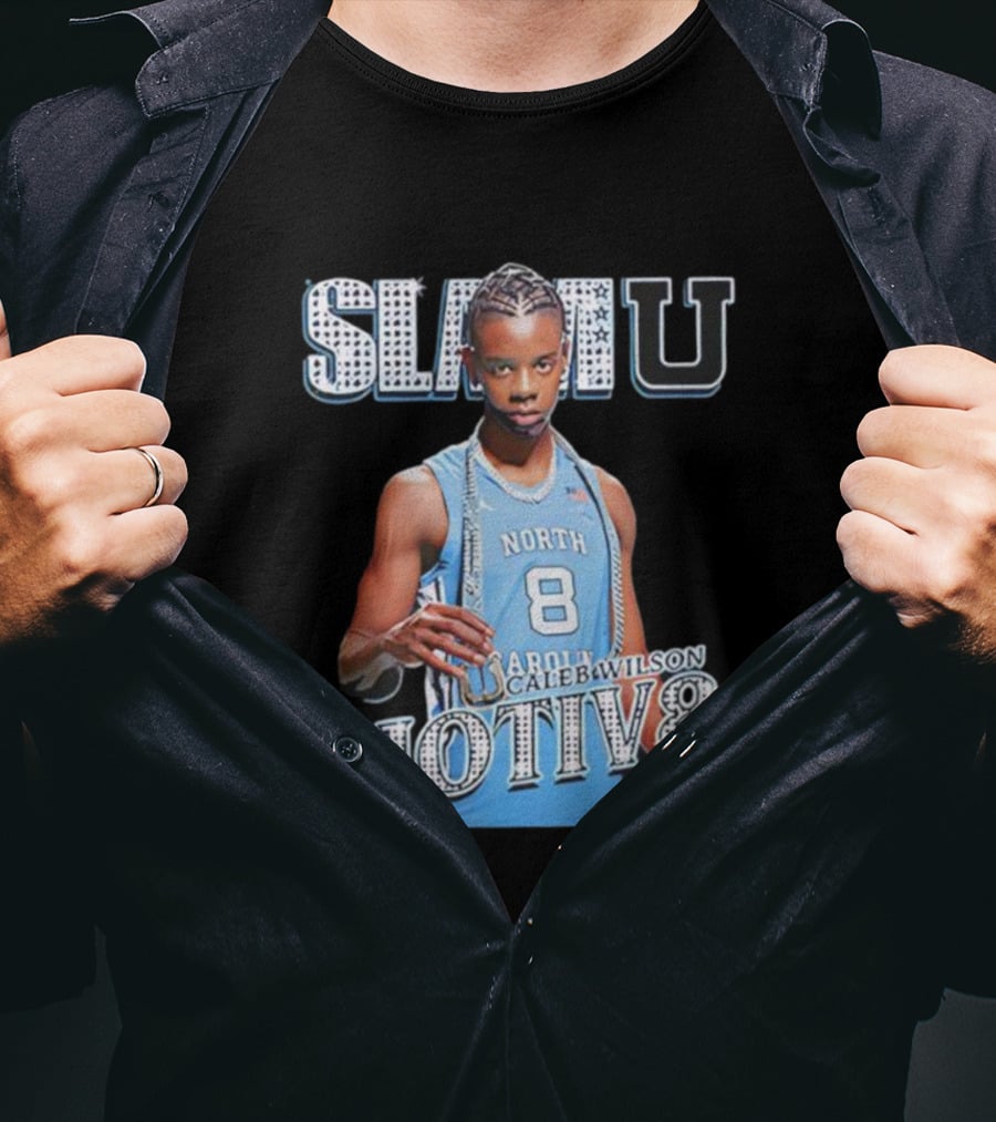 SlamU North Carolina Caleb Wilson Number 8 Motiv8 Basketball T-Shirt