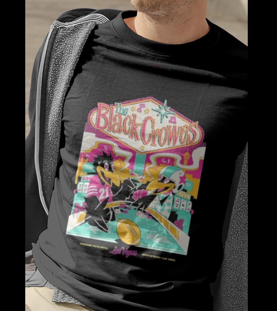 The Black Crowes Las Vegas Feb 2022 Casino Poker Night Football T-Shirt