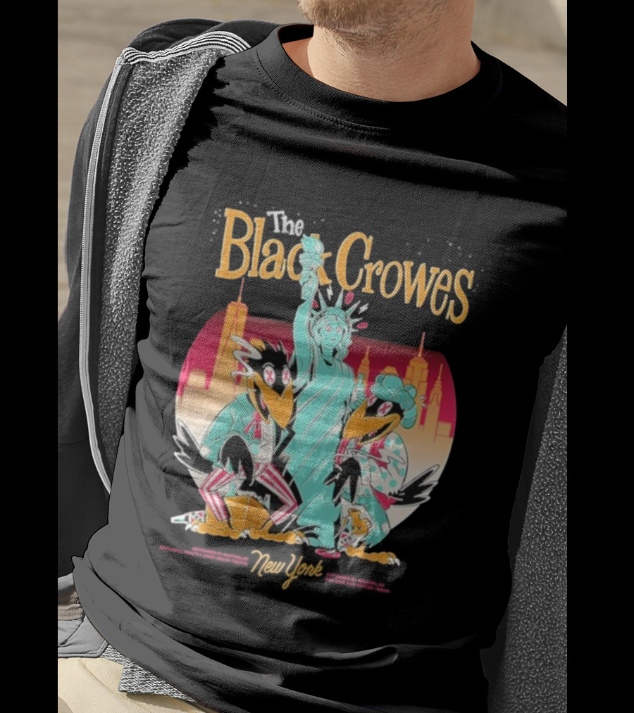 Black Crowes NYC Tour Statue Of Liberty Skyline 2023 2024 T-Shirt