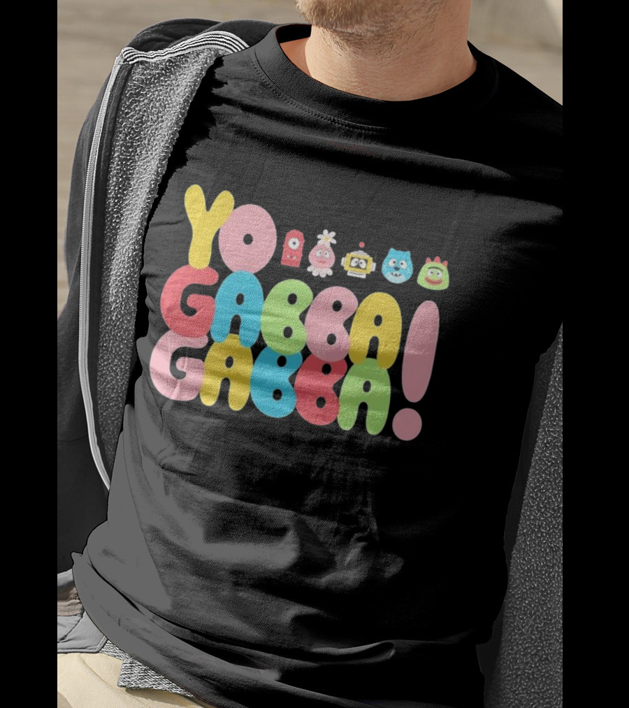 Yo Gabba Gabba Characters Colorful Text T-Shirt