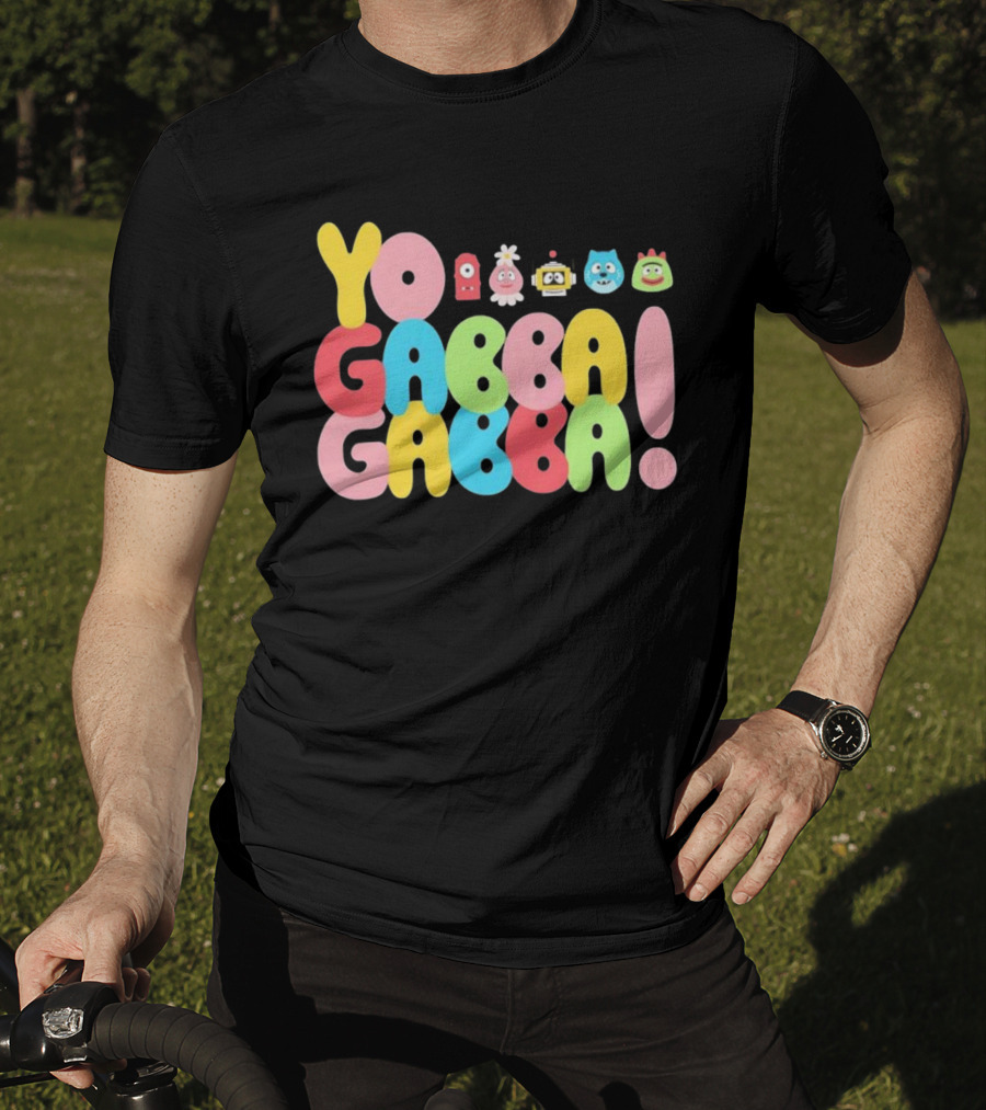 Yo Gabba Gabba Characters Colorful Text T-Shirt