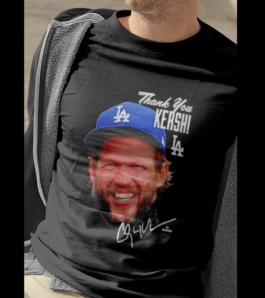 Clayton Kershaw Los Angeles Dodgers Signature Thank You Face T-Shirt