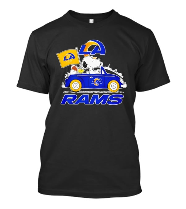 Los Angeles Rams Snoopy Woodstock Driving Car Football Fan Apparel T-Shirt
