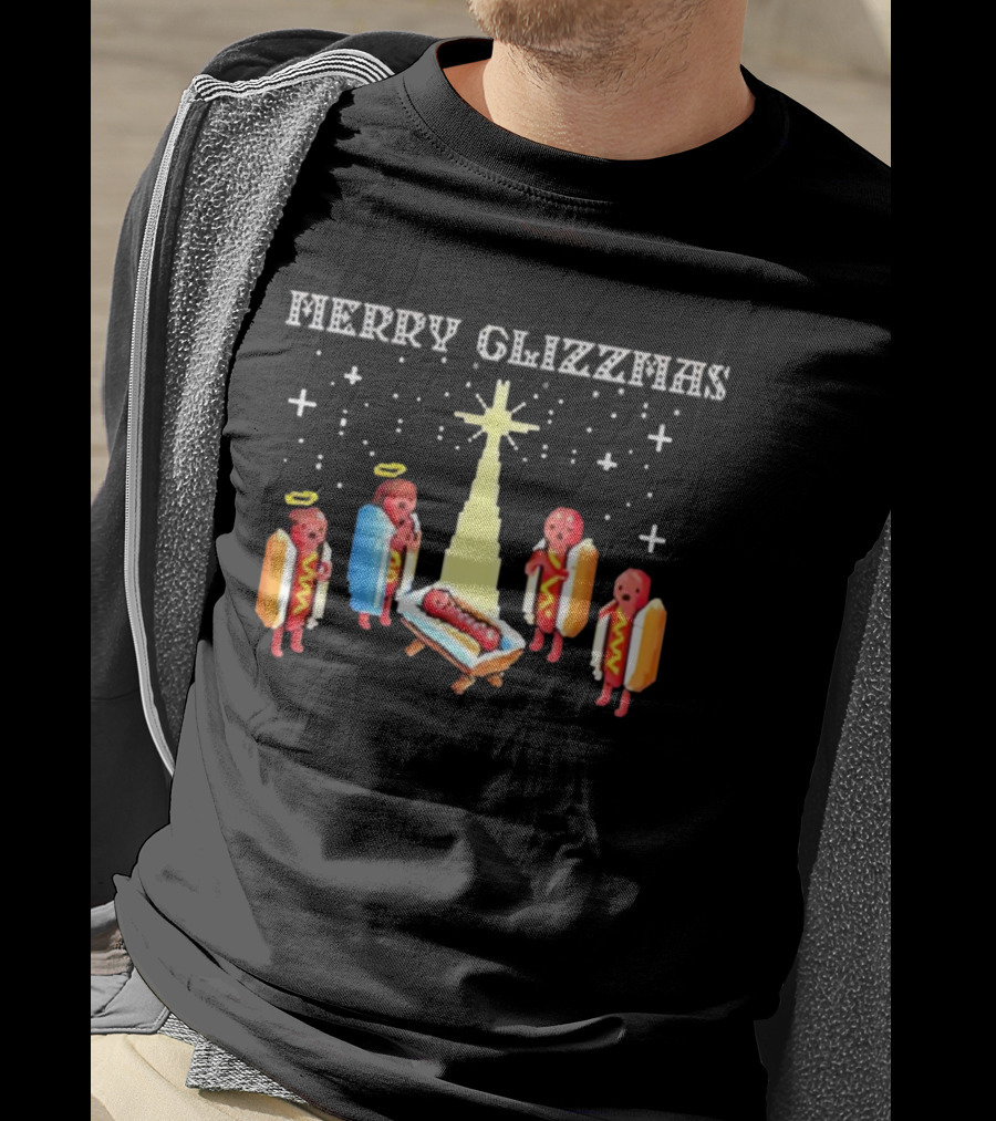 Merry Glizzmas Nativity Hotdog Angel Trucker Mesh T-Shirt