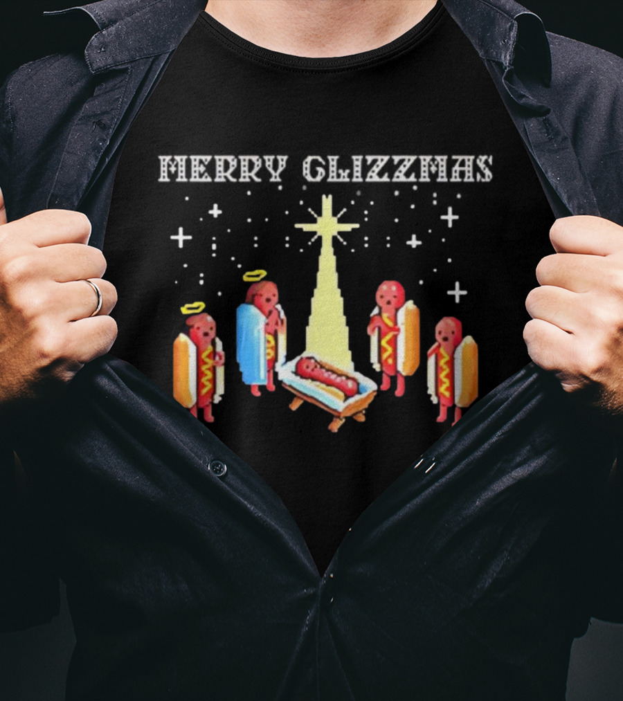 Merry Glizzmas Nativity Hotdog Angel Trucker Mesh T-Shirt