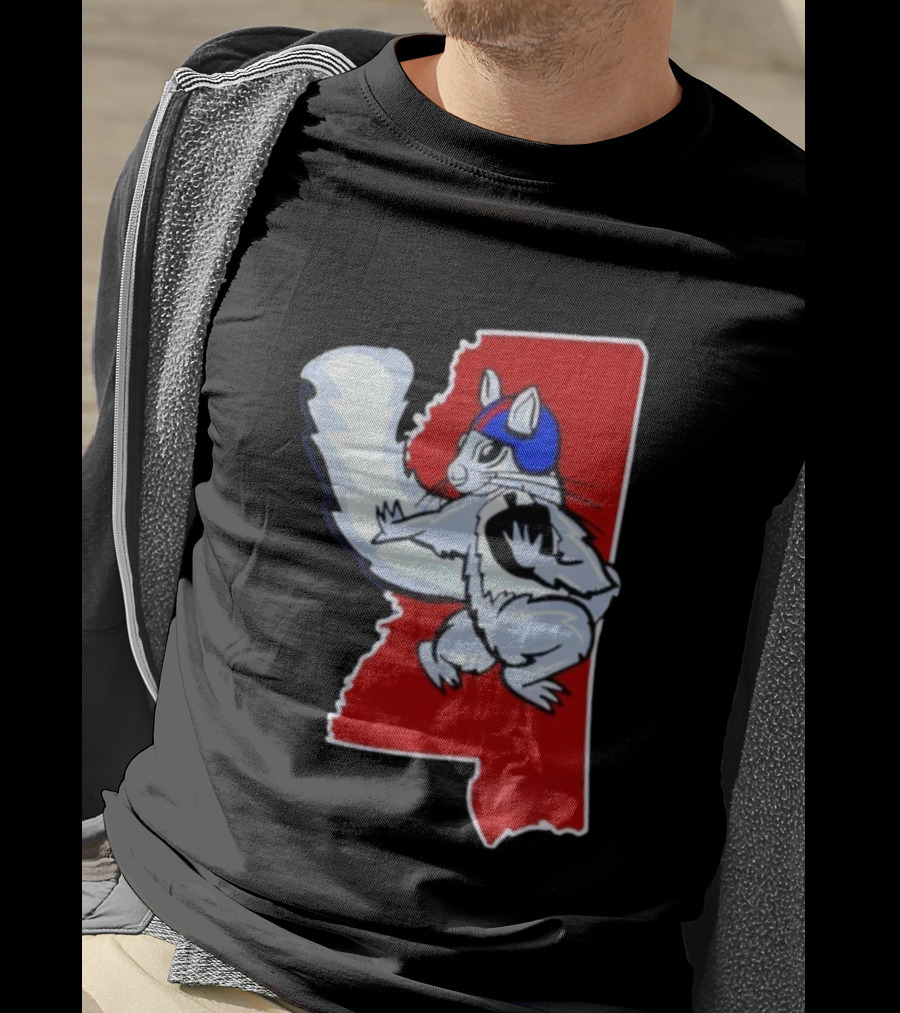 Ole Squirrel Mississippi Football Helmet State Outline T-Shirt