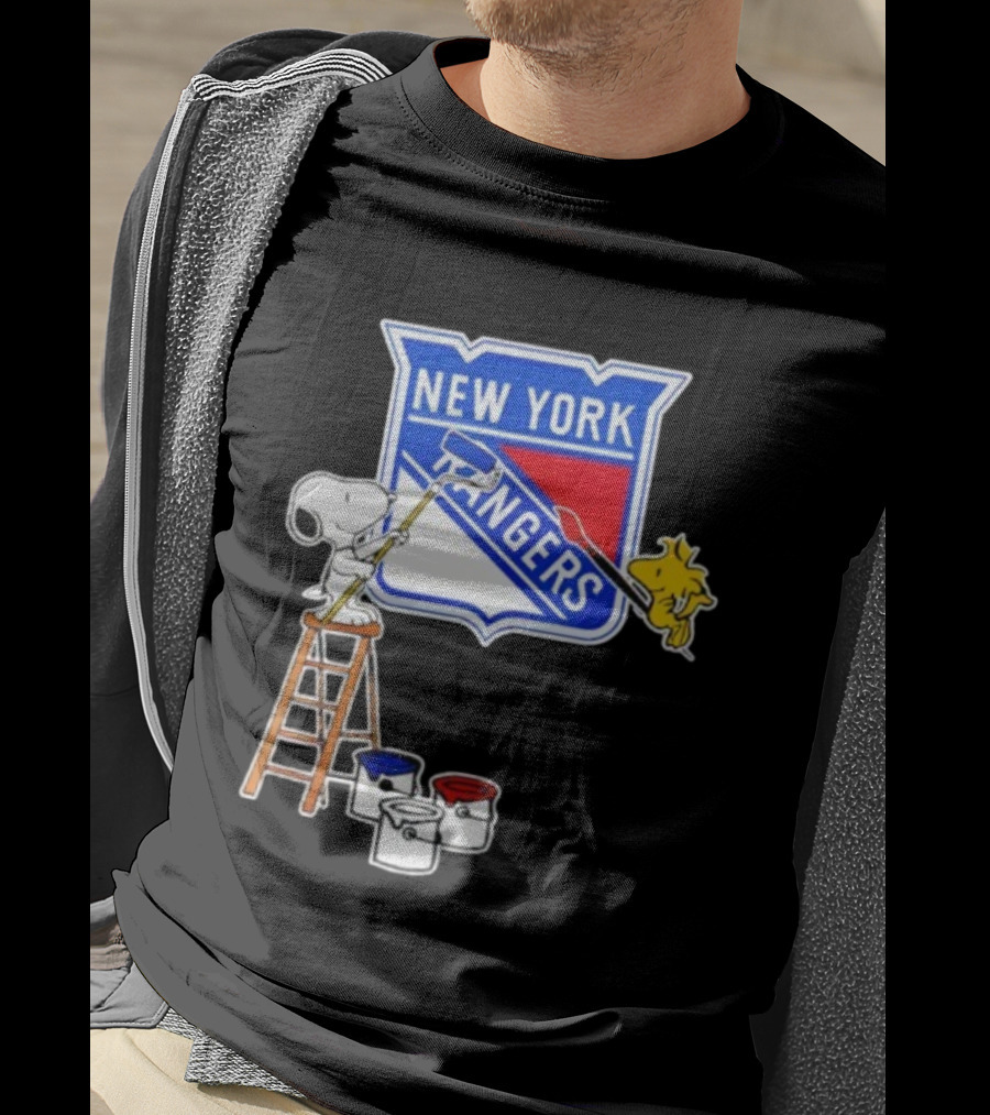 New York Rangers Snoopy Woodstock Painting Collaboration T-Shirt