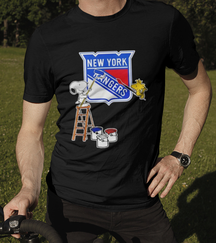 New York Rangers Snoopy Woodstock Painting Collaboration T-Shirt