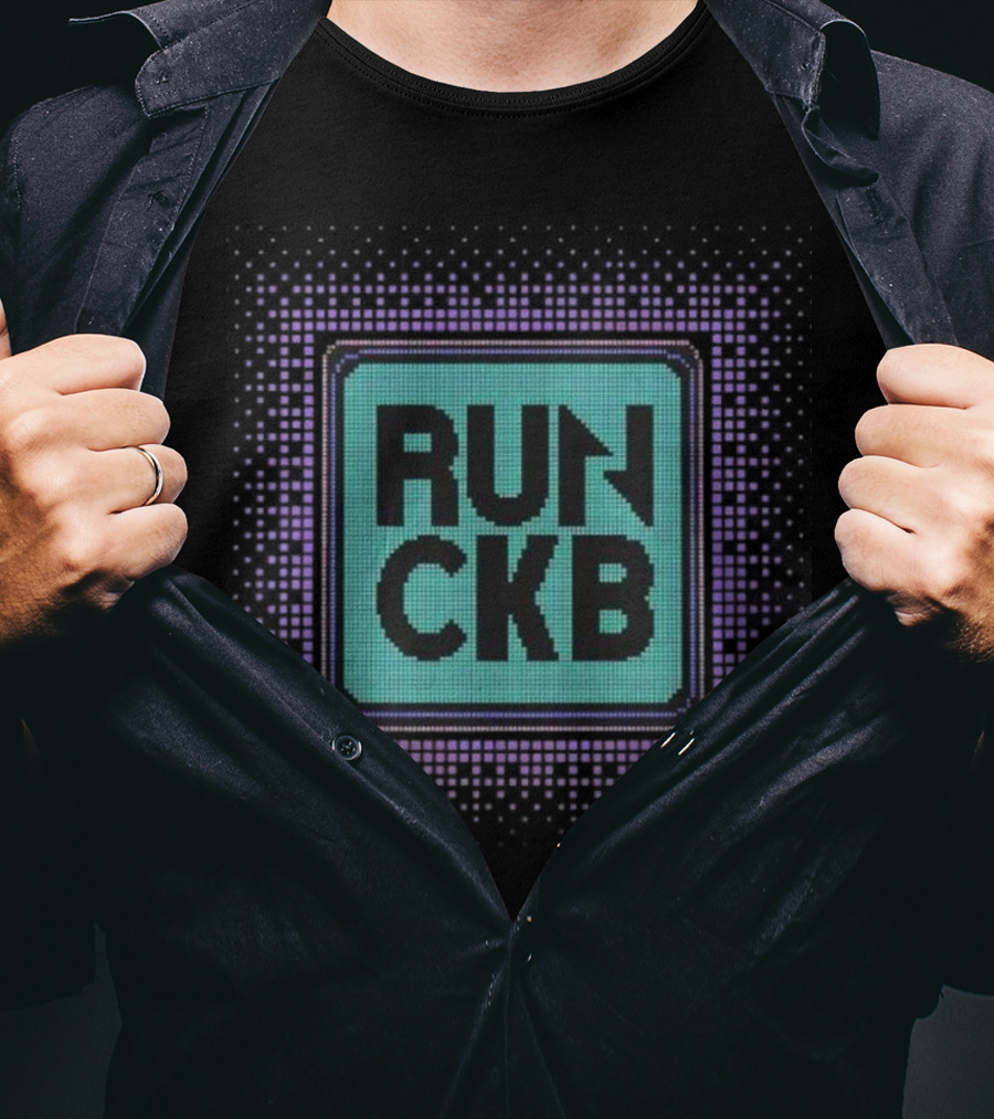 RUN CKB Retro Pixelated Square Block Style T-Shirt