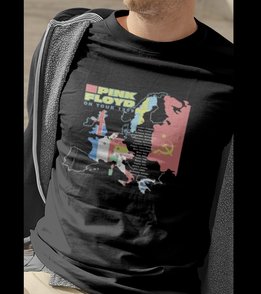 Pink Floyd On Tour 1989 Europe Soviet Union Map T-Shirt