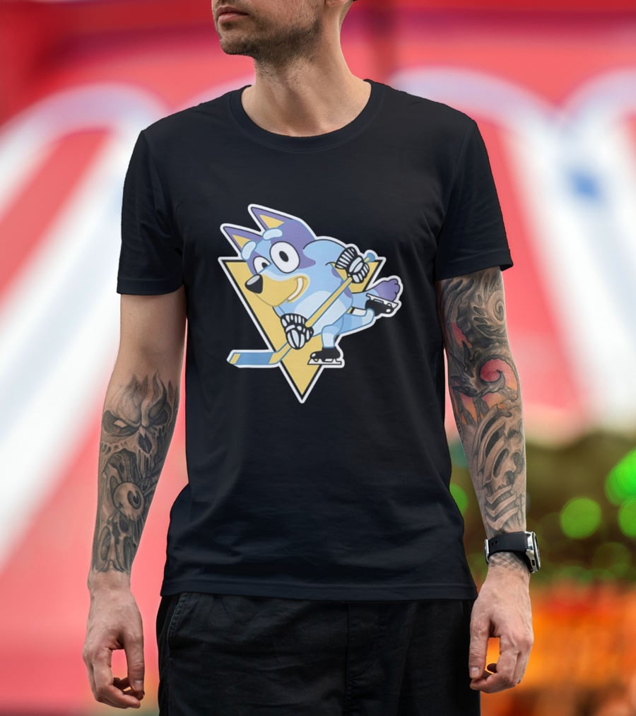 Pittsburgh Steelers Bluey Ice Hockey Crossover T-Shirt