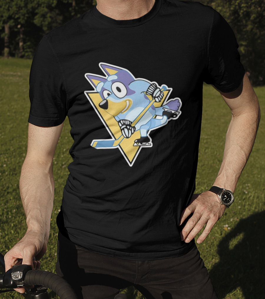 Pittsburgh Steelers Bluey Ice Hockey Crossover T-Shirt