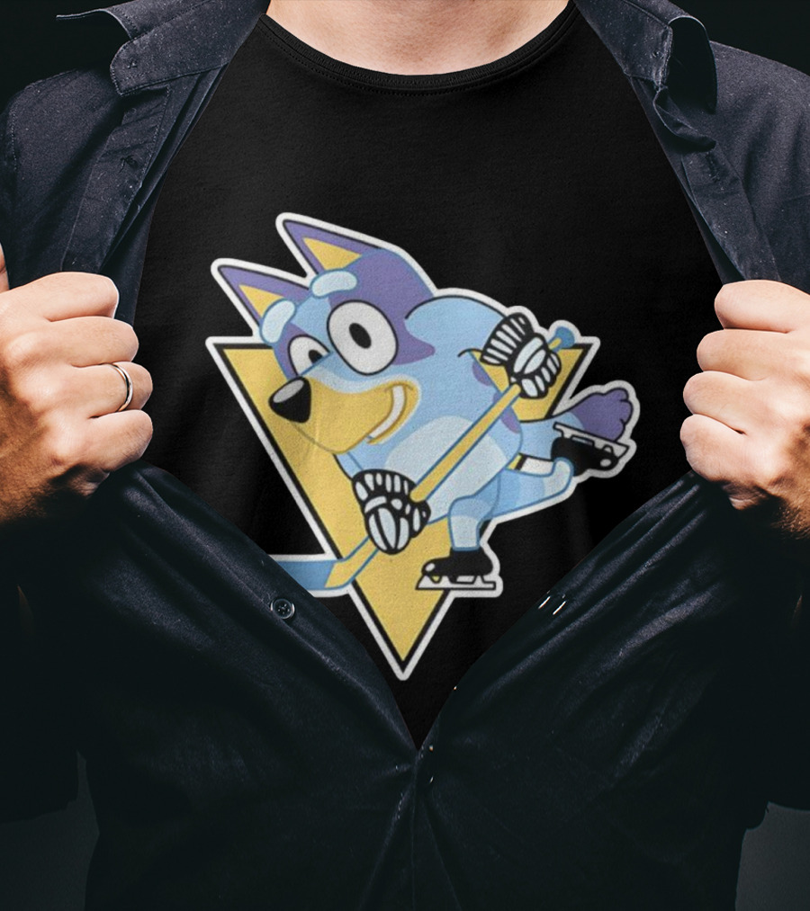 Pittsburgh Steelers Bluey Ice Hockey Crossover T-Shirt