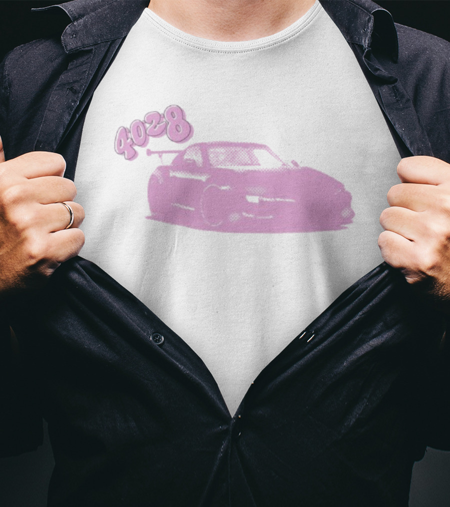 4028 Blocka Pink Car Graphic Racing Scene T-Shirt