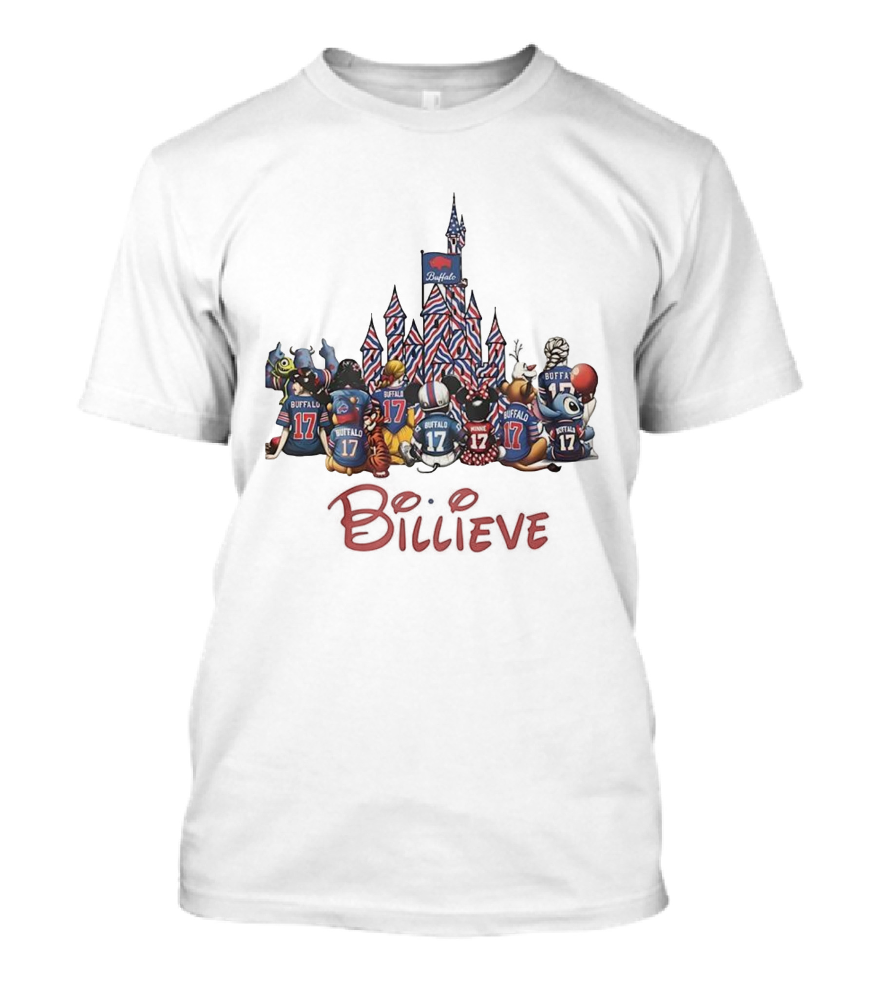 Buffalo Bills Disney Characters Castle Believe Football 17 Jersey T-Shirt
