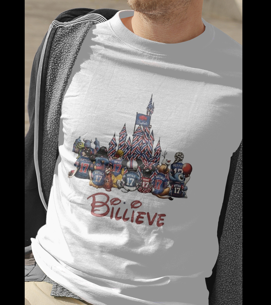 Buffalo Bills Disney Characters Castle Believe Football 17 Jersey T-Shirt