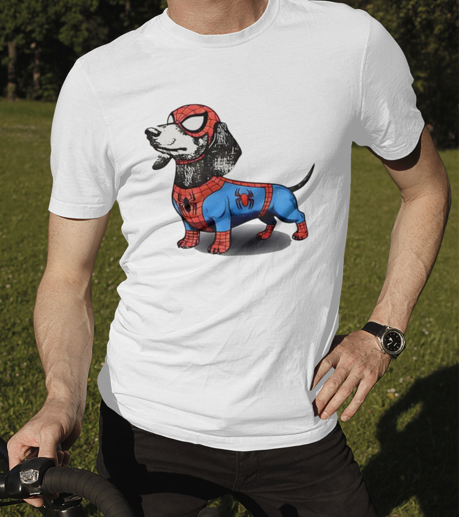 Dachshund In SpiderMan Costume Superhero Pet Character T-Shirt