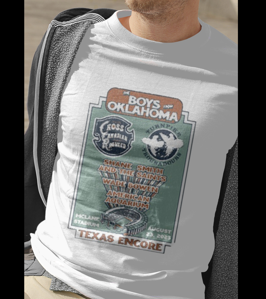 The Boys From Oklahoma Cross Canadian Ragweed Turnpike Troubadours Shane Smith And The Saints Waco McLane Stadium August 23 2025 Texas Encore T-Shirt