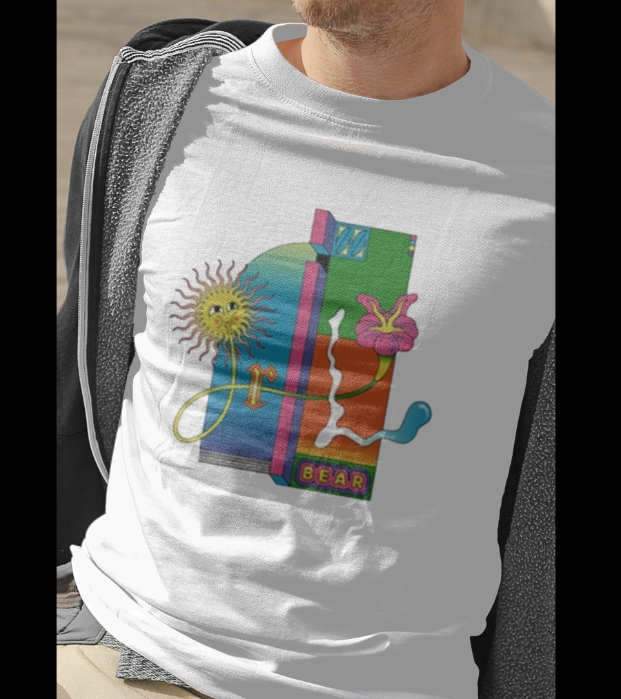 Grizzly Bear Sunshine Retro Psychedelic Sunflower And Abstract Art T-Shirt