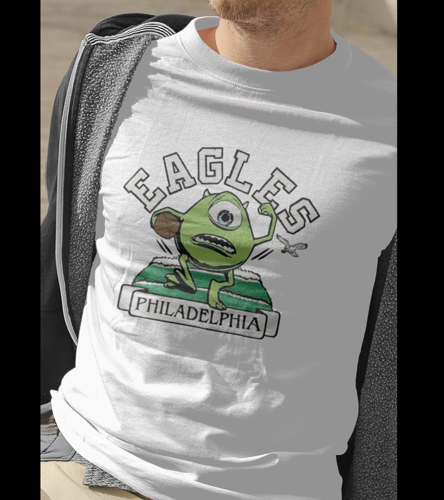 Mike Wazowski Philadelphia Eagles Football Monsters Inc Fusion T-Shirt
