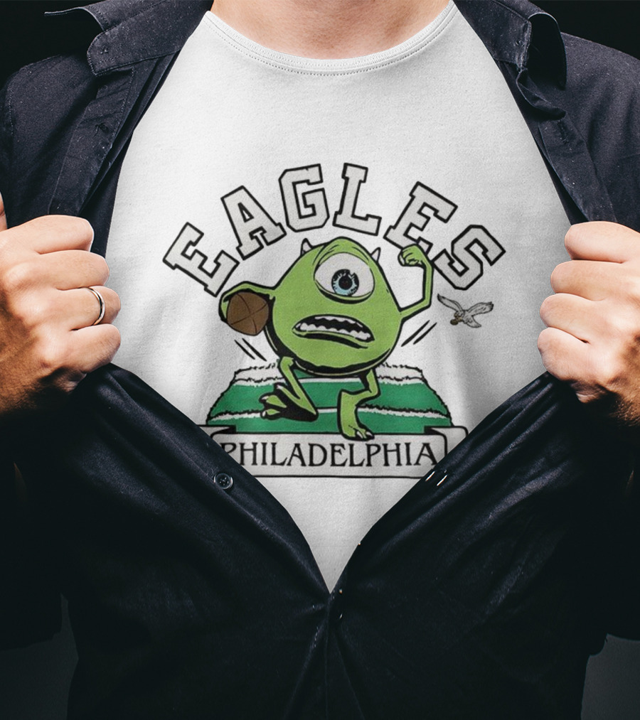 Mike Wazowski Philadelphia Eagles Football Monsters Inc Fusion T-Shirt