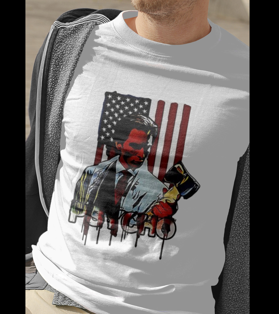 Patrick Bateman Psycho Ax American Flag Iconic Design T-Shirt