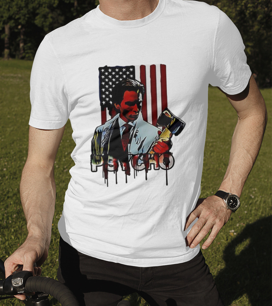 Patrick Bateman Psycho Ax American Flag Iconic Design T-Shirt