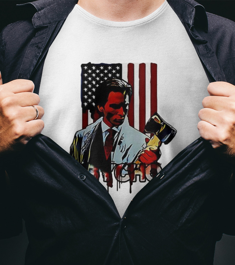 Patrick Bateman Psycho Ax American Flag Iconic Design T-Shirt