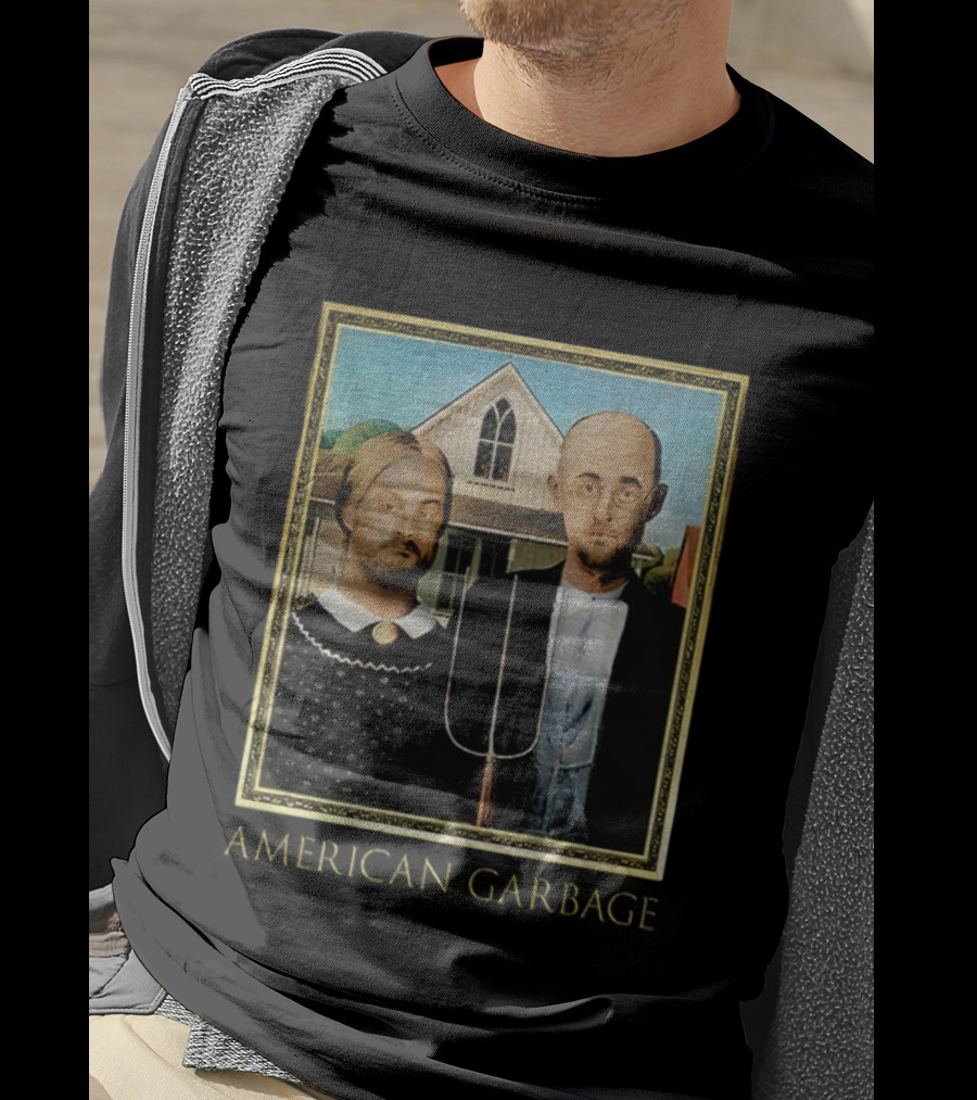 American Gothic American Garbage Mock Artwork Featured T-Shirt