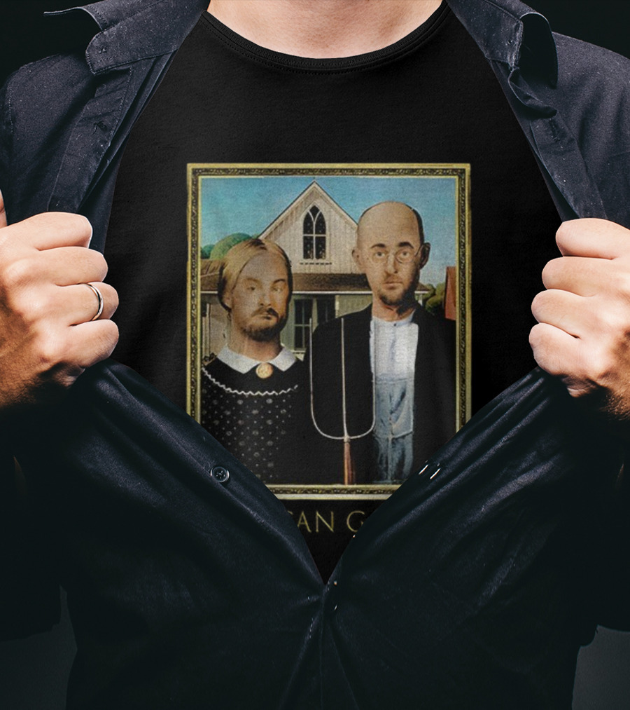 American Gothic American Garbage Mock Artwork Featured T-Shirt