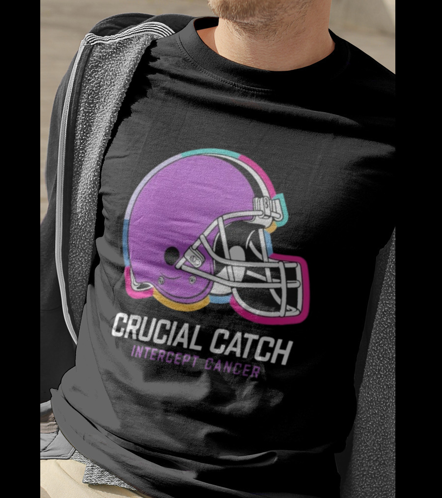 Cleveland Browns NFL Crucial Catch Intercept Cancer Helmet T-Shirt