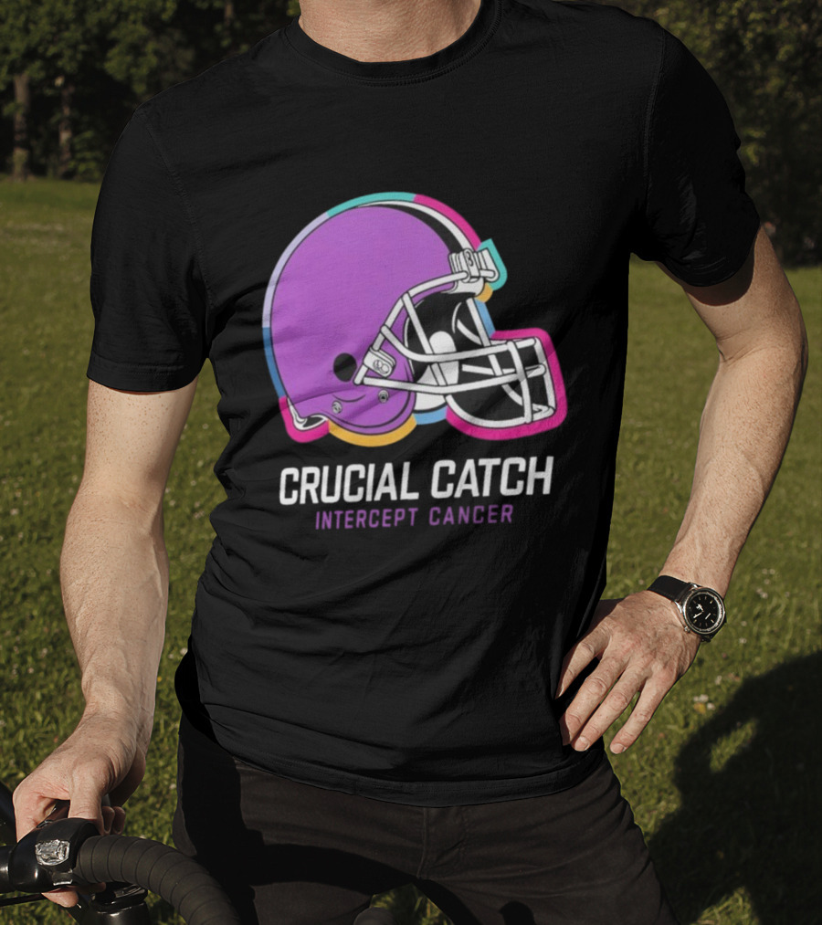 Cleveland Browns NFL Crucial Catch Intercept Cancer Helmet T-Shirt