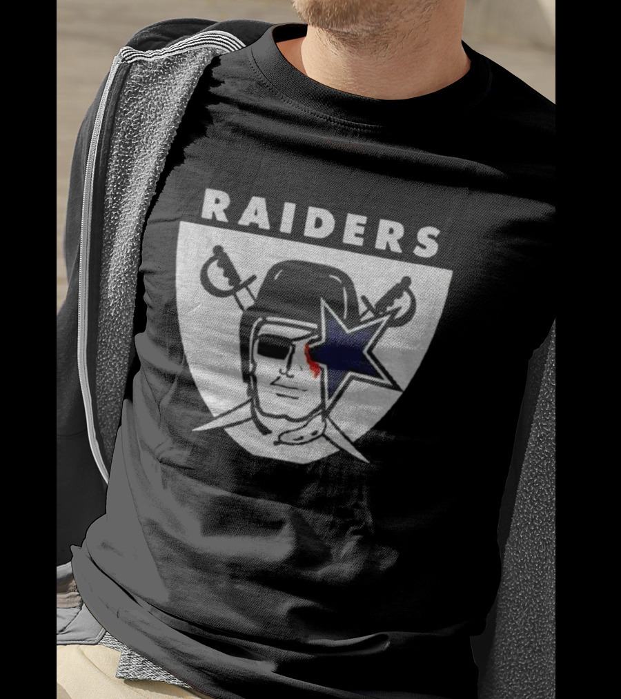 Las Vegas Raiders Dallas Cowboys Bleed Raiders Mashup NFL Logos T-Shirt