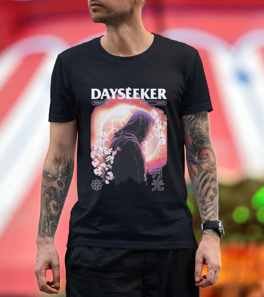 Dayseeker Creature Black Night Cherry Blossom Aesthetic T-Shirt