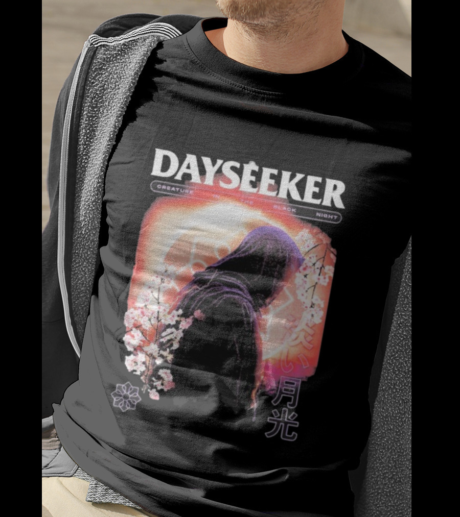 Dayseeker Creature Black Night Cherry Blossom Aesthetic T-Shirt