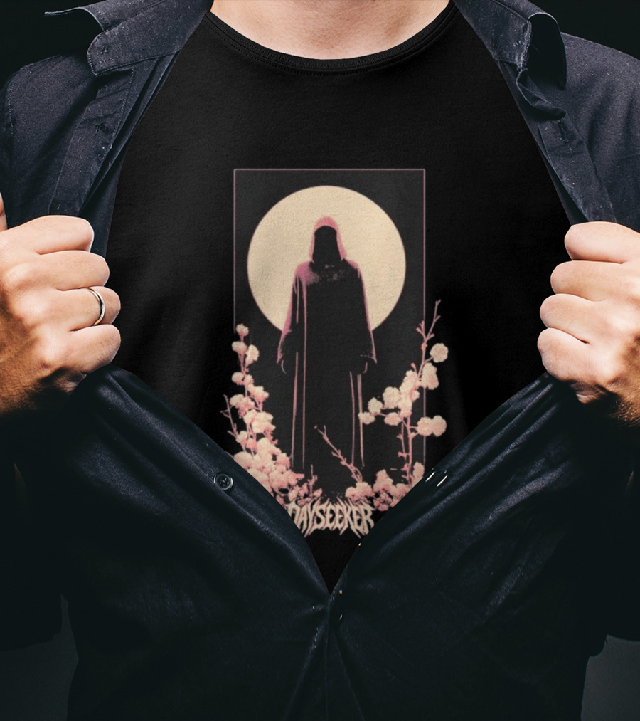 Dayseeker The Living Dead Hooded Figure With Full Moon And Flowers T-Shirt