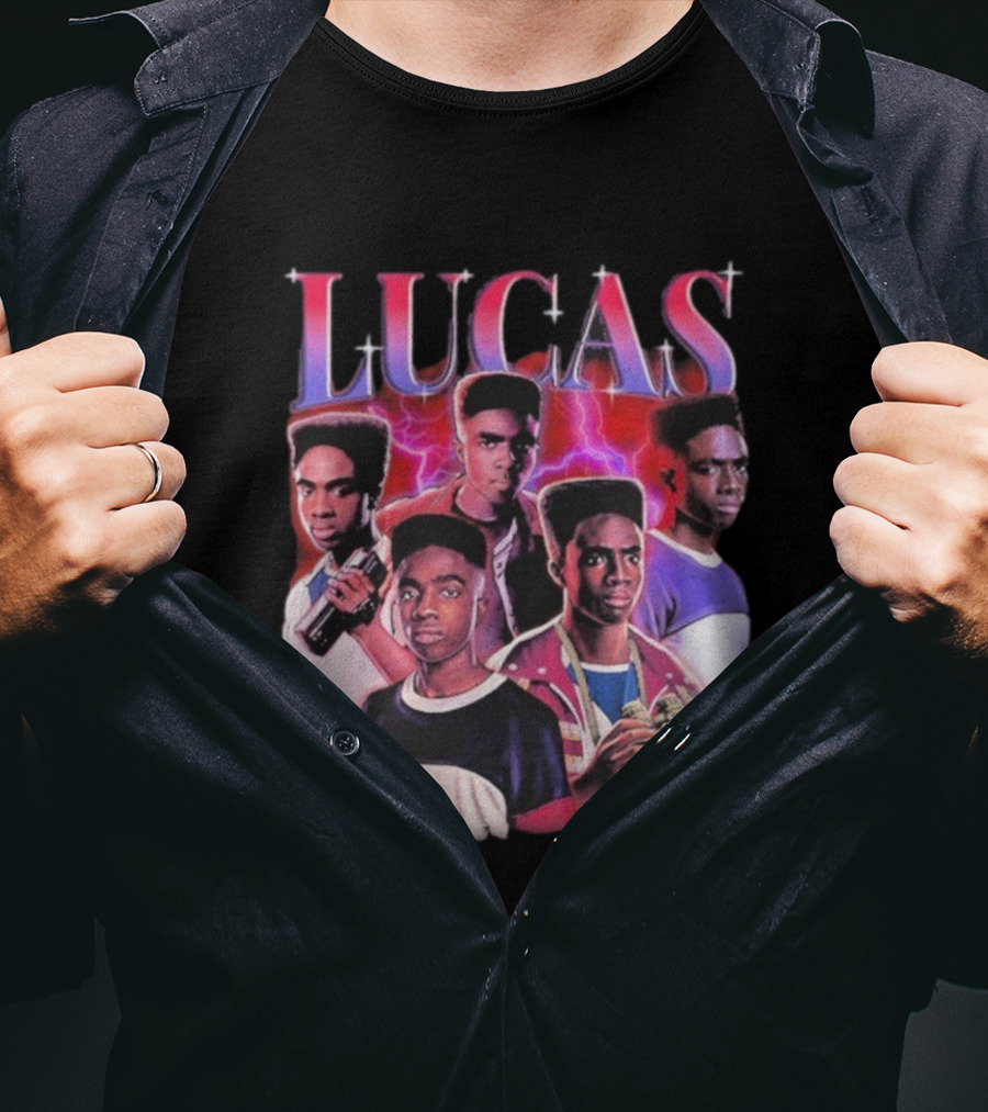 Lucas Stranger Things Character Tribute Retro Style T-Shirt