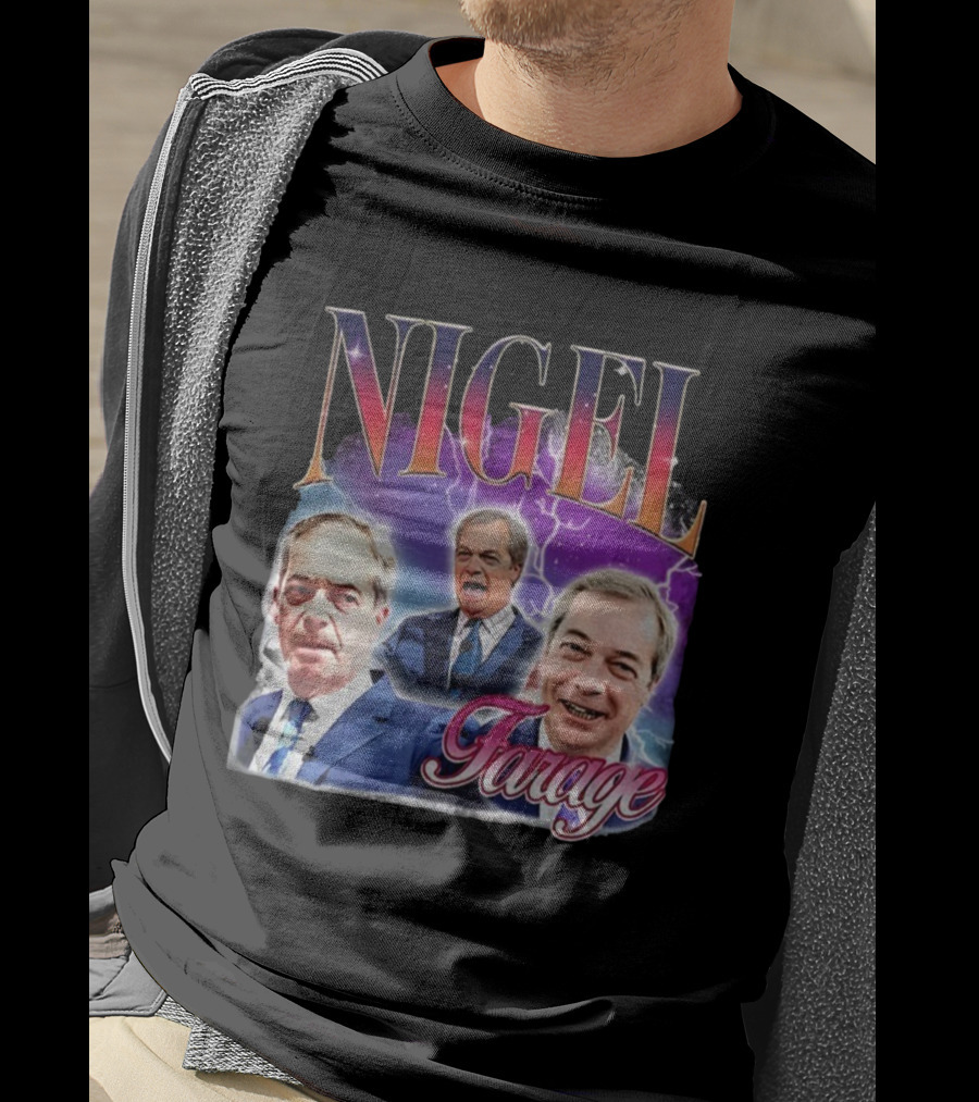Nigel Farage Lightning Storm Portrait T-Shirt