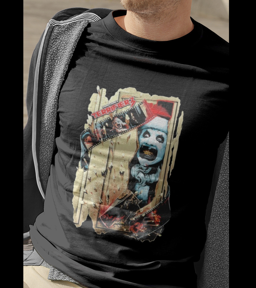Terrifier 3 Chop House Horror Art The Clown Film Strip Scene T-Shirt